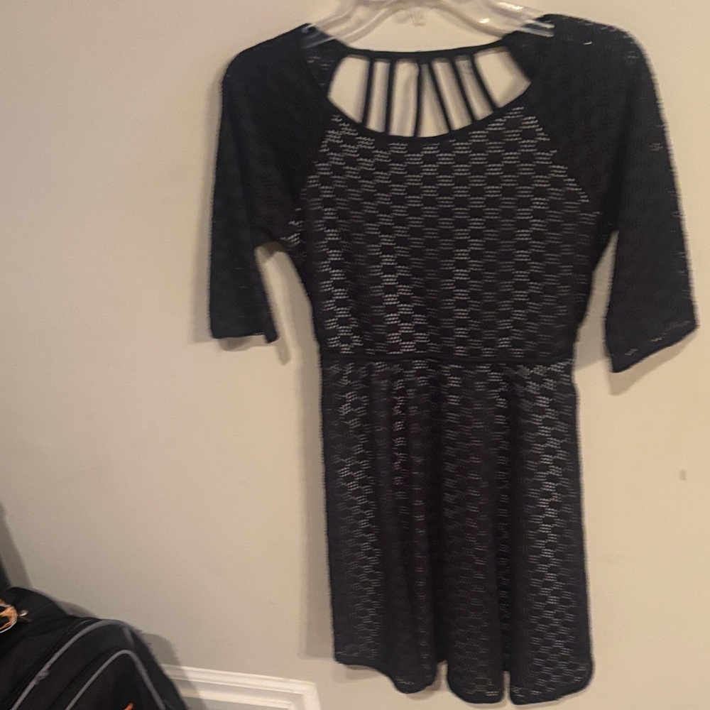 Speechless Black Lace Overlay Girls Dress